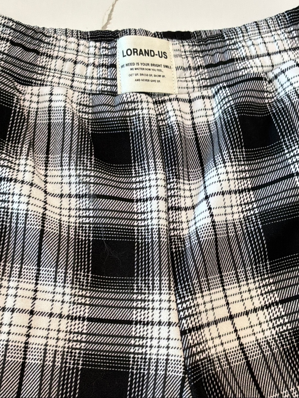 LORAND-US Medium Black and White Plaid Pants Women Unisex warmer joggers lined